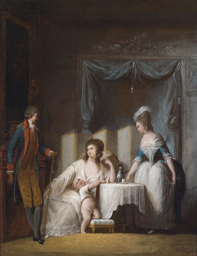 Man Paying Informal Morning Visit on Woman Who is Not Yet Formally Dressed for the Day by Philibert Louis Debucourt